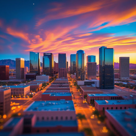 Los Angeles, California, USA downtown city skyline at dusk. United States.の素材