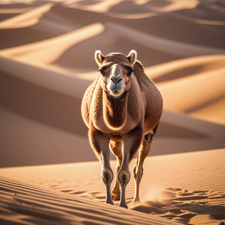 Camel in the Sahara desert, Morocco. Bactrian camelの素材