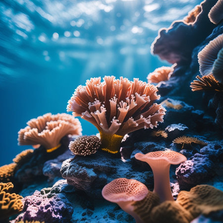 Colorful coral reef with hard corals under water, underwater photoの素材