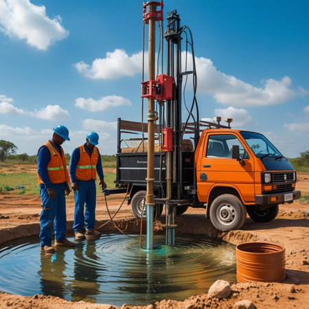 Workers are working on the construction of a pumping station in Thailand.の素材