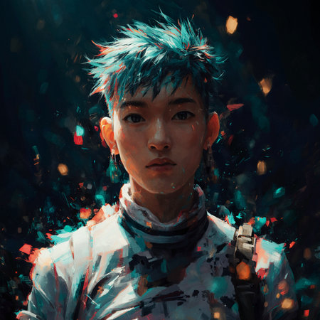 Portrait of a boy in the image of an anime cosplayの素材