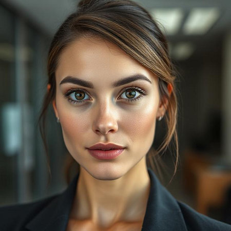 Close up portrait of beautiful young woman with professional make-up.の素材