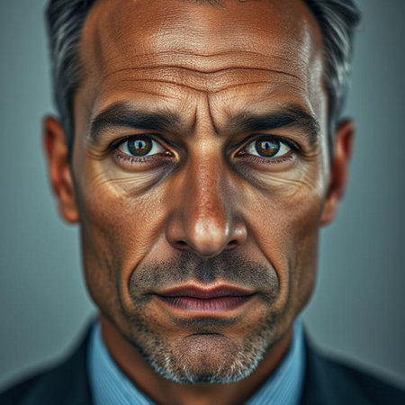 Close-up portrait of a handsome mature man. Men's beauty, fashion.の素材