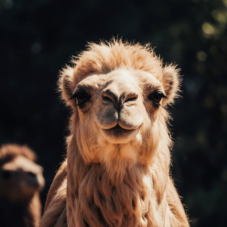 Portrait of a camel in the zoo. Selective focus.の素材