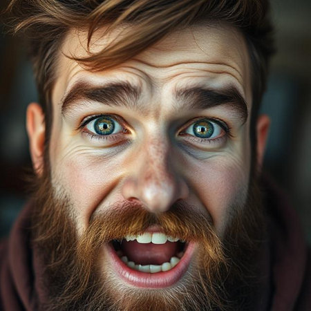 Portrait of a young man with a red beard and mustache.の素材