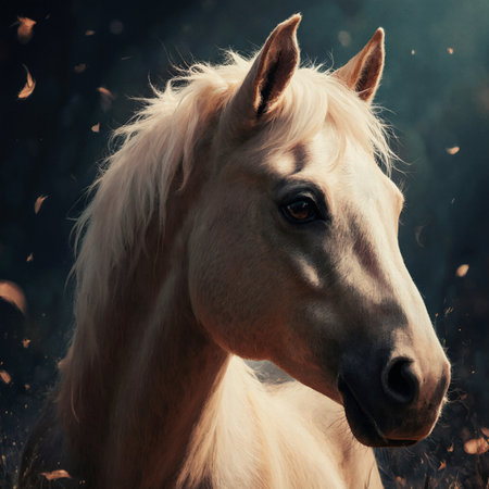 Beautiful white Arabian stallion portrait in the field.の素材