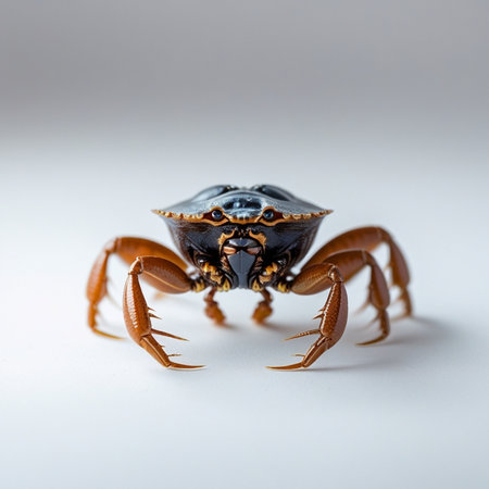 A closeup shot of a scorpion beetle on a white backgroundの素材