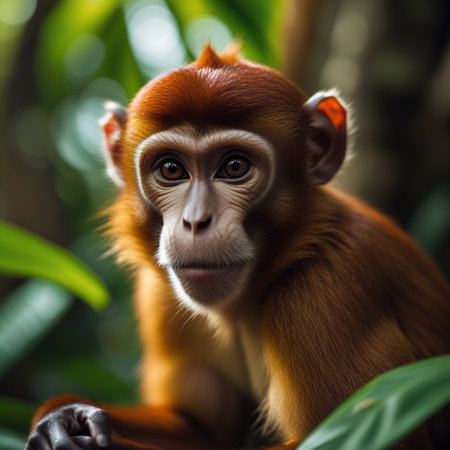 Portrait of a red-shanked douc langur monkeyの素材