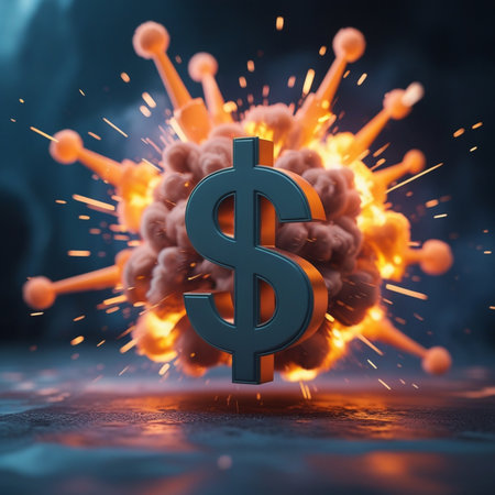 Coronavirus and dollar sign. 3d rendering illustration.の素材