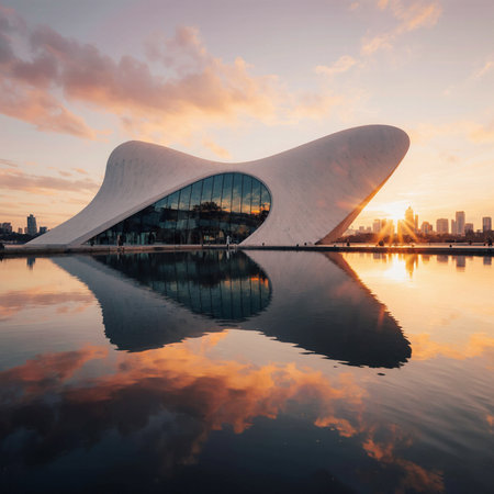 The Heydar Aliyev Center of Culture and Science in Beijing, China.の素材