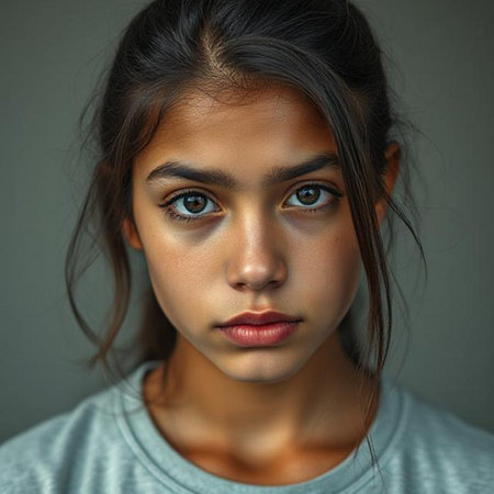 Portrait of a beautiful young woman with makeup in fashion clothes.の素材