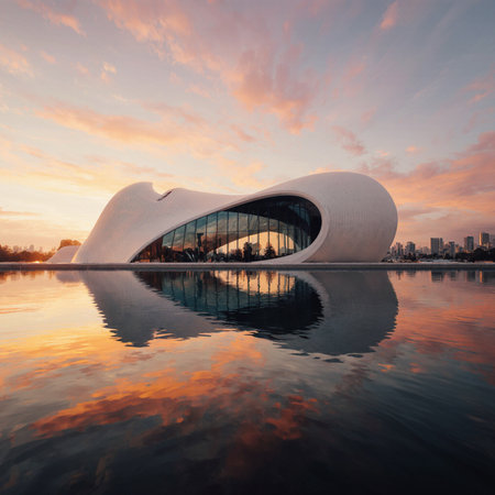 Heydar Aliyev Center in Beijing, China. Heydar Aliyev Center is a modern architectural complex in the heart of Beijing.の素材
