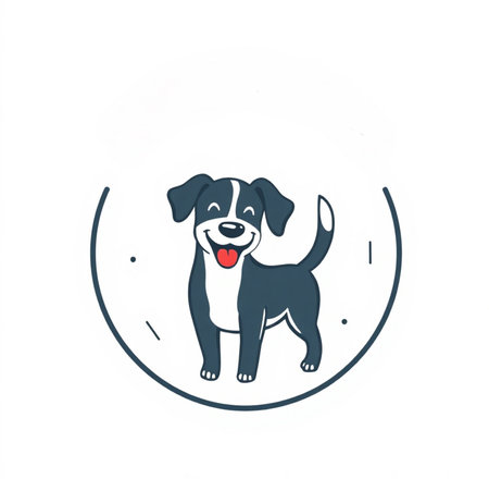 Cute dog vector icon. Hand drawn illustration of cute dog vector icon for web designの素材