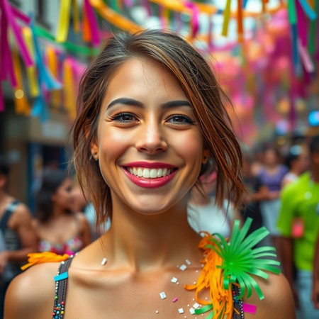 Unidentified girl in traditional costume at the annual Flower Festival in Bangkok, Thailand.の素材