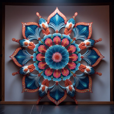 Colorful mandala pattern on the wall. Decorative elements.の素材