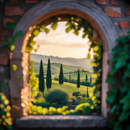 Beautiful Tuscany landscape at sunset. Tuscany, Italyの素材