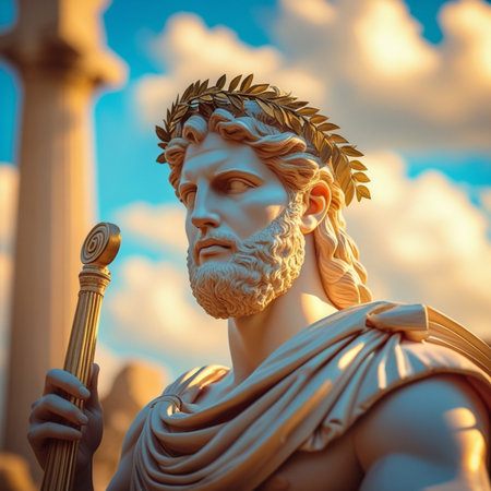 Statue of the Roman Emperor Marcus Aurelius in Rome, Italyの素材