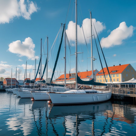 Yachts in the port of Gdansk, Poland.の素材