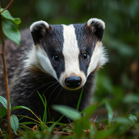 European badger (Meles meles). Wild animal in natural habitat.の素材