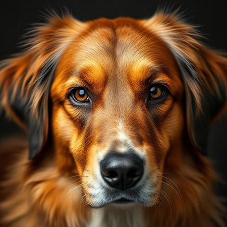 Portrait of a dog on a black background. Close-up.の素材