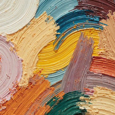 Abstract oil paint brushstrokes as multicolored background. Textureの素材