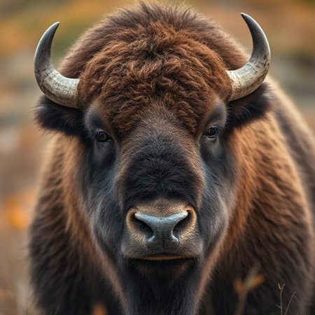 Portrait of a European Bison (Bison bonasus).の素材