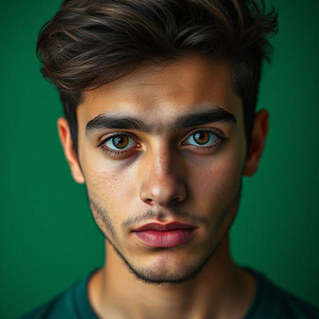 Close-up portrait of a handsome young man. Men's beauty, fashion.の素材