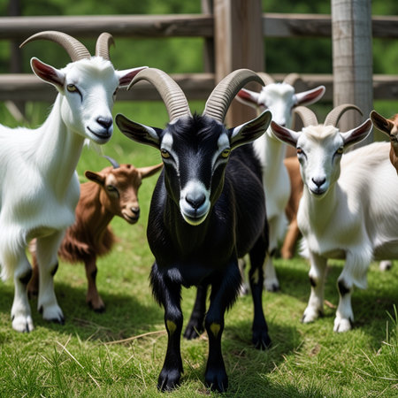 Goats in the farm. Goat on the farm. Goat in the farmの素材