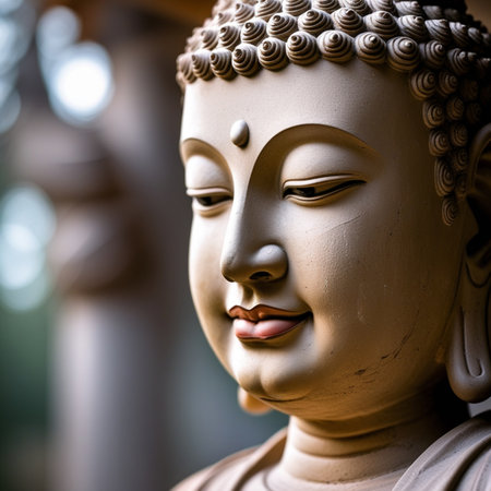 Buddha statue in a temple, Thailand. Selective focus.の素材