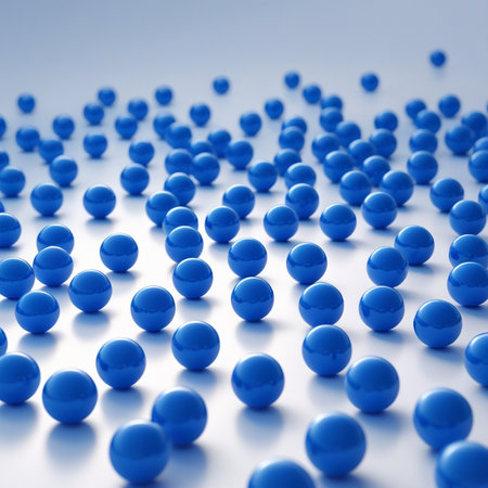 Abstract blue background with a lot of small spheres. 3d renderの素材