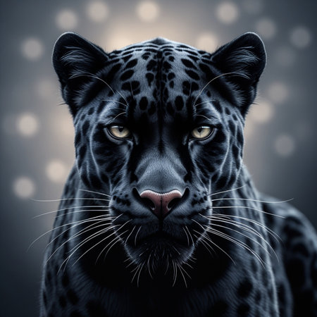 Close-up portrait of a leopard with big eyes. 3d renderingの素材