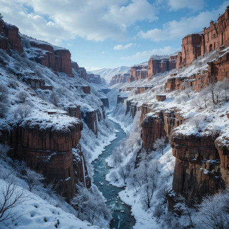 Horseshoe Bend in Winter, Utah, United States.の素材
