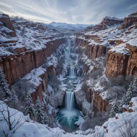 Hoodoos Waterfall, Winter, Utah, United States.の素材
