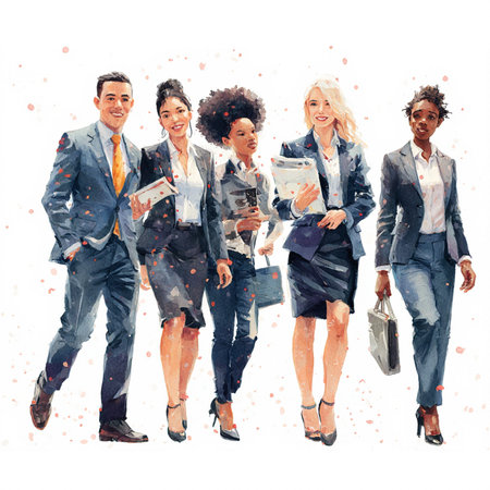 Business People Group Teamwork Diversity Professional Concept Watercolor Hand Drawn Illustrationの素材