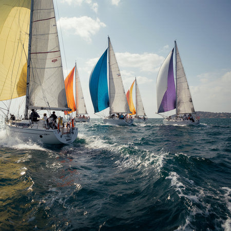 Sailing regatta. Yachts racing in the sea.の素材