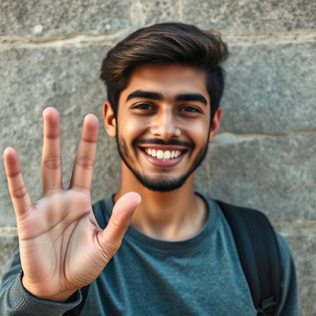 Portrait of a handsome young man smiling and showing ok hand signの素材