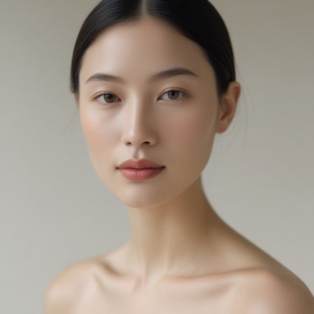 Portrait of beautiful Asian woman with clean fresh skin, natural make-up.の素材