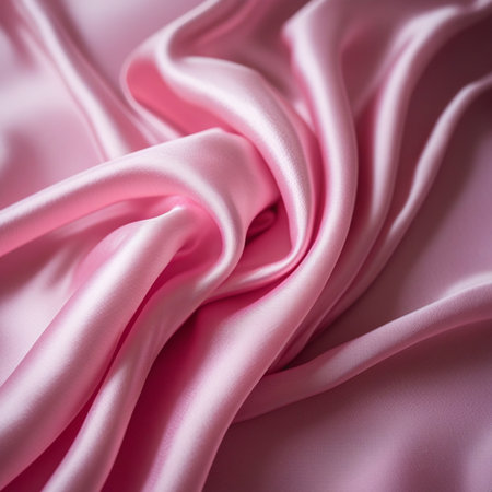 Smooth elegant pink silk or satin texture can be used as backgroundの素材