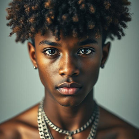 Beautiful african american woman with afro hairstyle.の素材