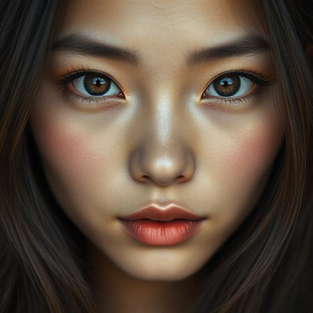Beauty portrait of Asian woman with perfect skin and natural make upの素材