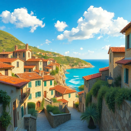 Beautiful view of old town of Budva, Montenegro.の素材