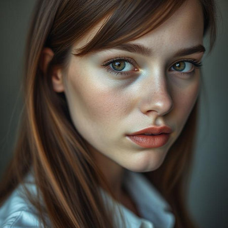 Portrait of a beautiful young woman with natural make-up.の素材