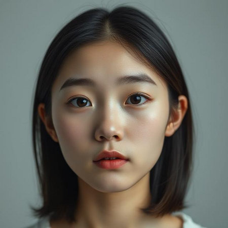 Portrait of beautiful young Asian woman with clean fresh skin.の素材
