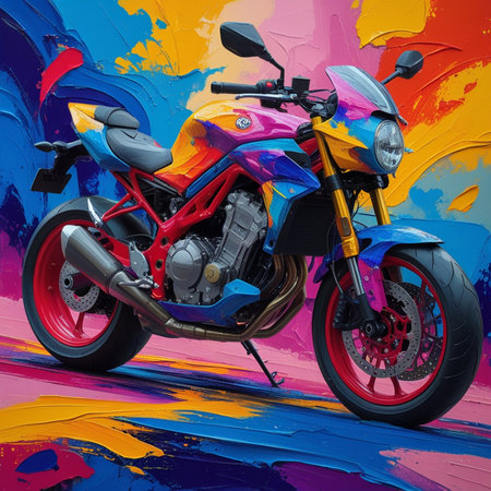 motorcycle on colorful background. Motorcycle on colorful background.の素材