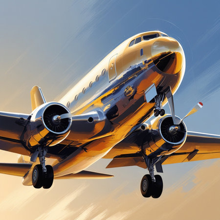 Airplane on a background of the blue sky. 3d renderingの素材