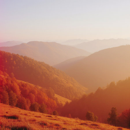 Colorful autumn landscape in the Carpathian mountains. Ukraine, Europe.の素材