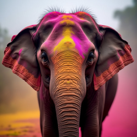 Elephant in Chitwan National Park, Nepal. This is a close up of an elephant's head.の素材