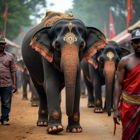 The elephant show in Ayutthaya, Thailand.の素材