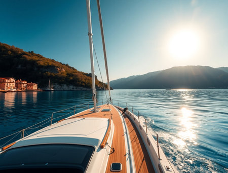 Yachting on the Adriatic Sea in Montenegro.の素材