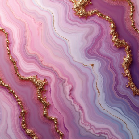 Abstract background of pink agate with gold pattern. Marble texture.の素材